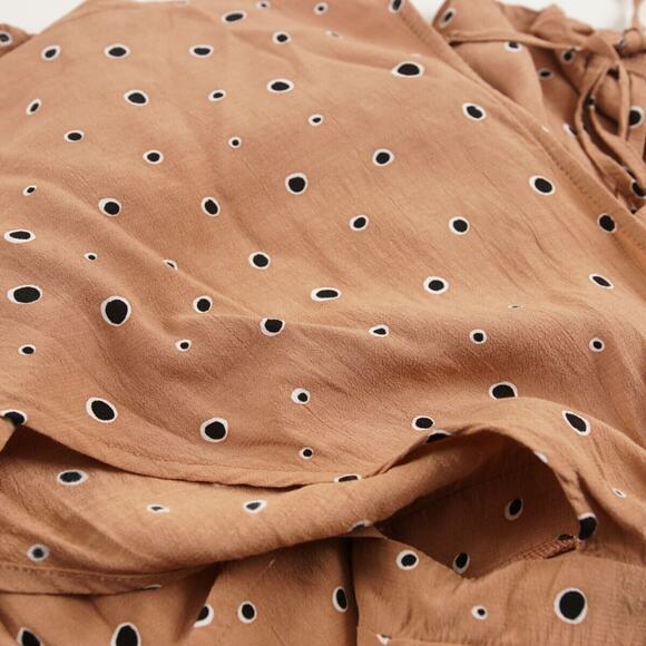 Faithfull the Brand Alto Brown Dot Print Side Cut Out Mini Dress Womens Sz 2 - Picture 5 of 8